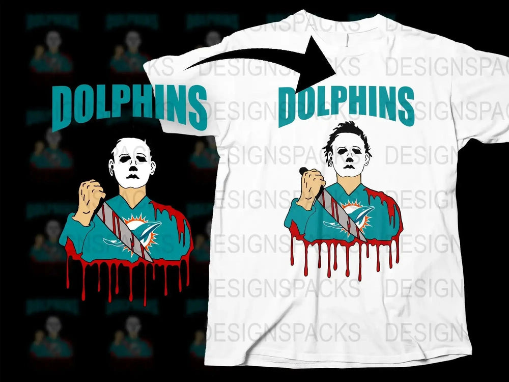Michael Myers Dolphins Inspired Graphic Horror Png Digital Download
