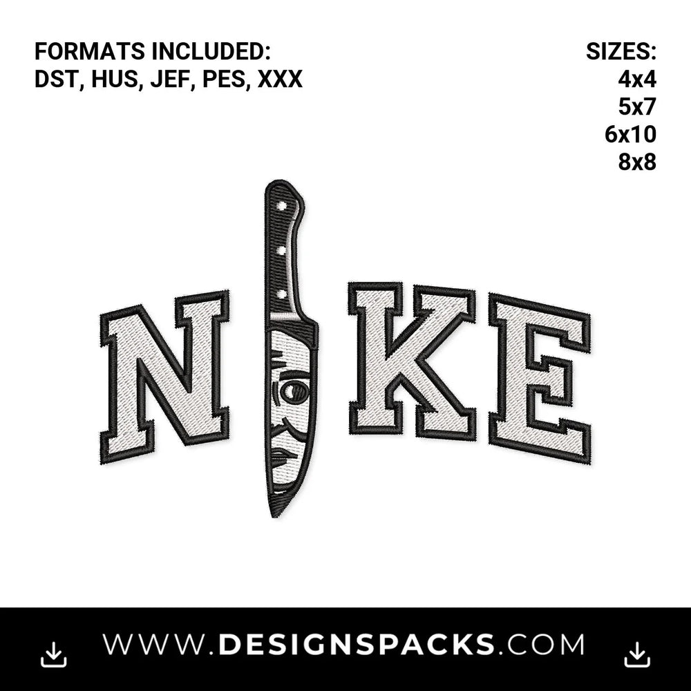 Michael Myers Horror Knife Letters Embroidery Design - Instant digital download pattern at Designspacks.com
