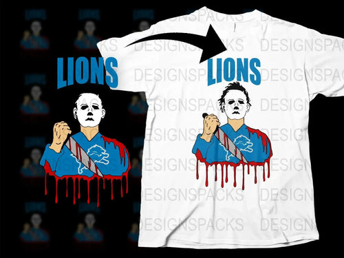 Michael Myers NFL Team Lions Horror Graphic Png Digital Download