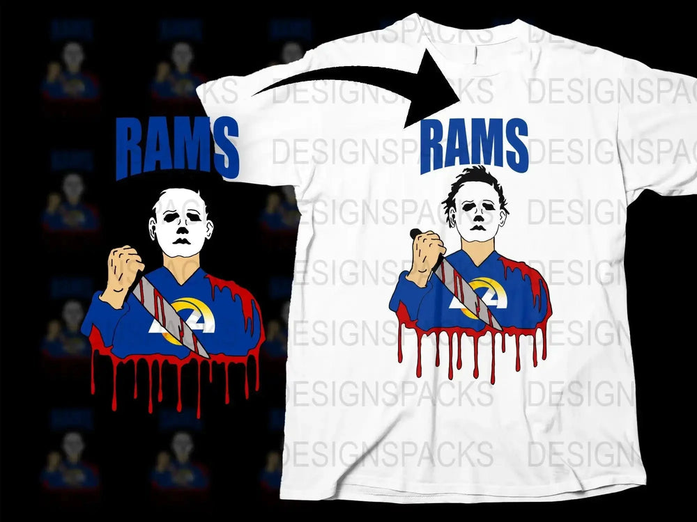 Michael Myers NFL Team Rams Graphic Horror Png Digital Download