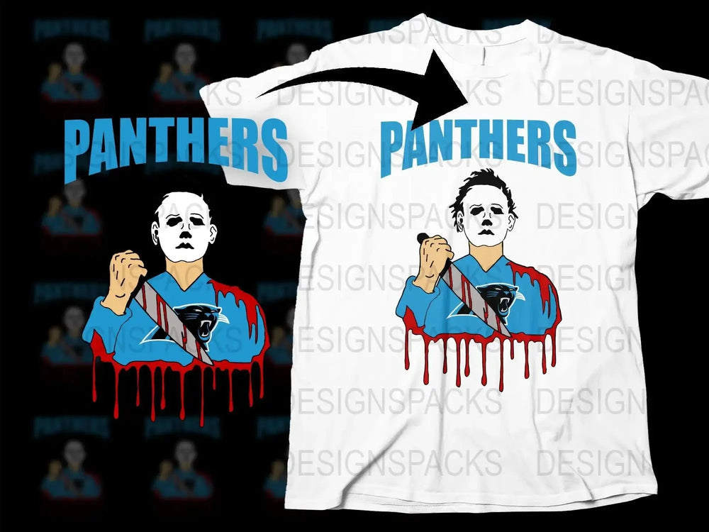 Michael Myers Panthers Nfl Team Horror Graphic Png Digital Download