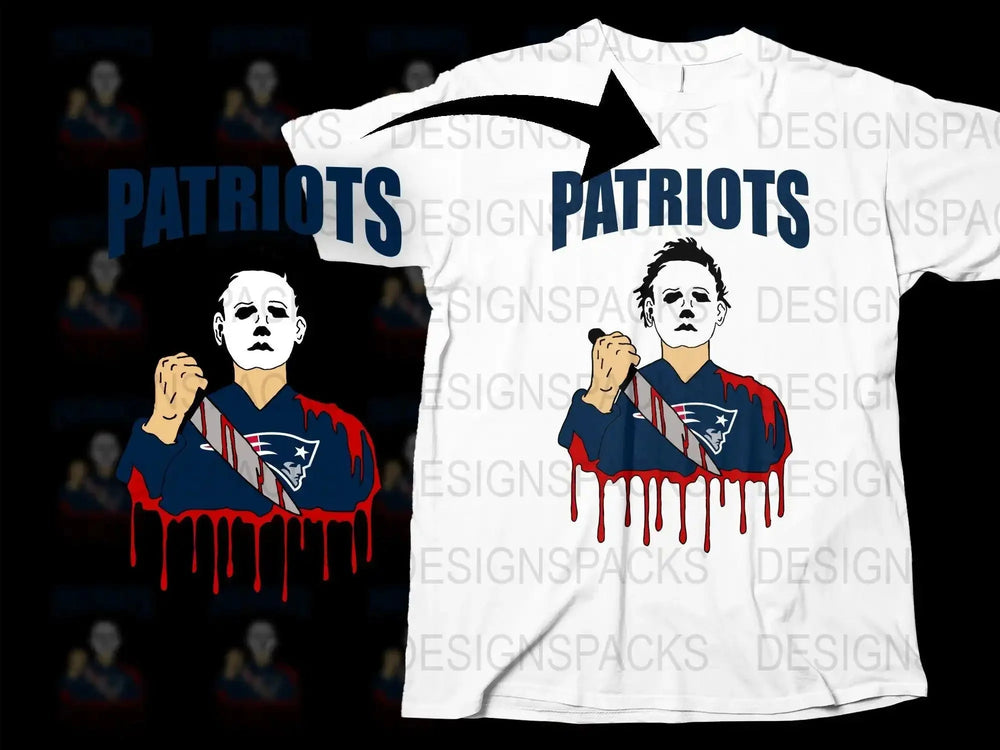 Michael Myers Patriots NFL Team Horror Png Digital Download