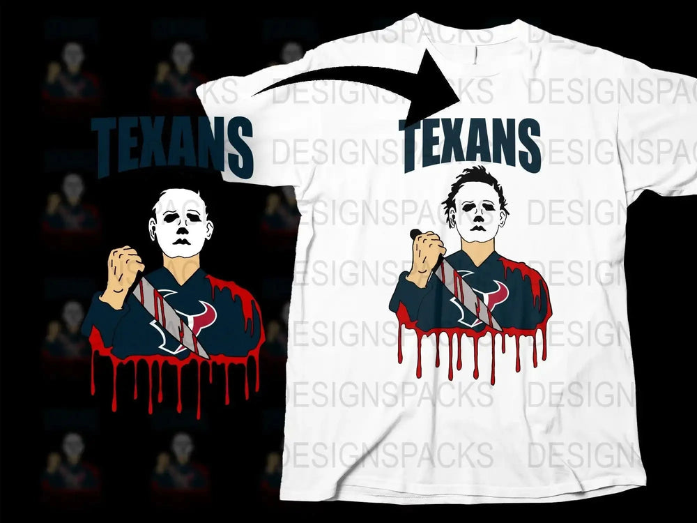 Michael Myers Texans Horror Dripping Blood Graphic Png Digital Download