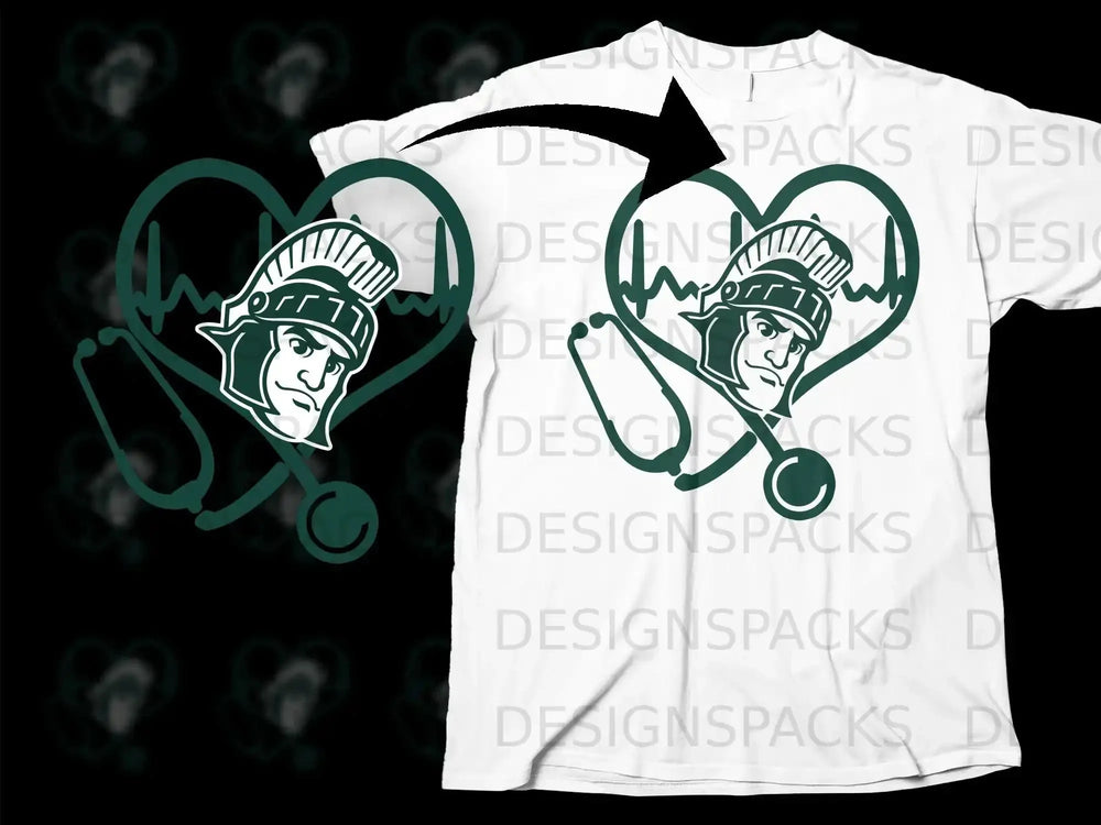 Warrior Heartbeat Stethoscope Design T-shirt