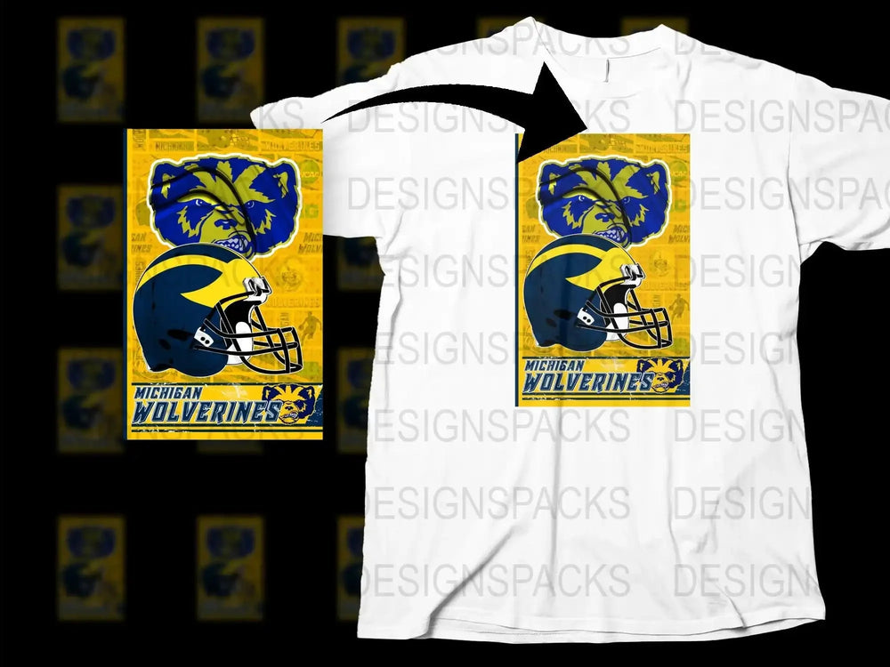 Michigan Wolverines T-Shirt, Vintage College Football Graphic Tee, Fan Apparel