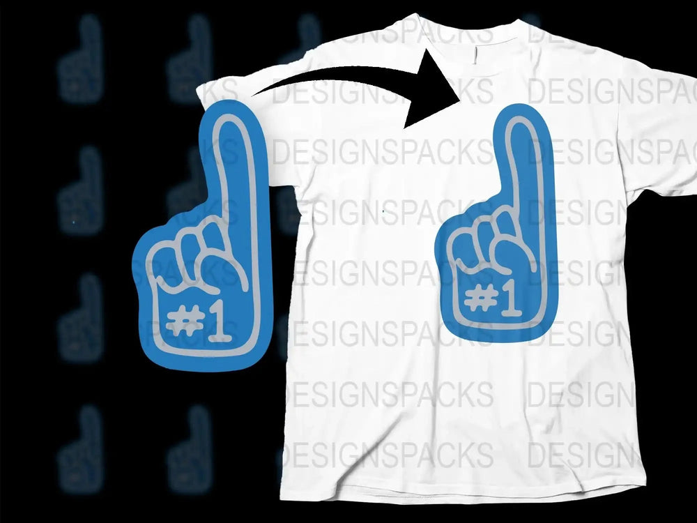 Number One Fan Foam Finger T-Shirt, Sports Event White Tee, Unisex Casual Top, Gift for Sports Lovers