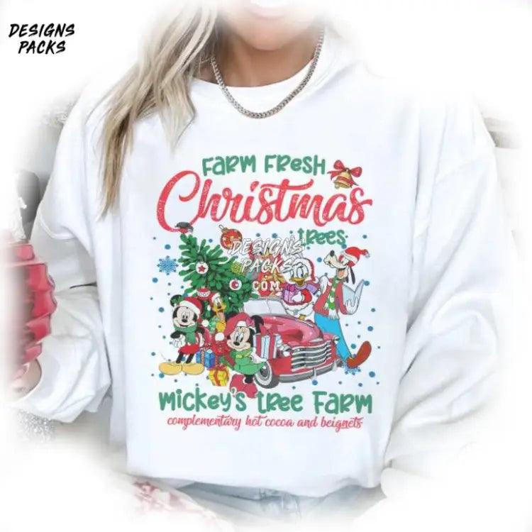 Mickey And Friends Christmas Merry Xmas Cartoon Farm Fresh Png Design