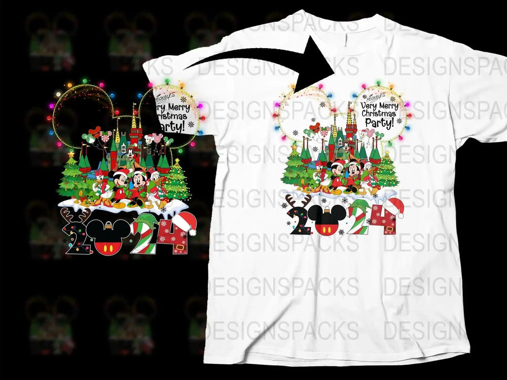 Festive Christmas T-Shirt, Cute Animals and Elves, Holiday Party Tee, Colorful Graphic Design, Unisex Adult Clothing