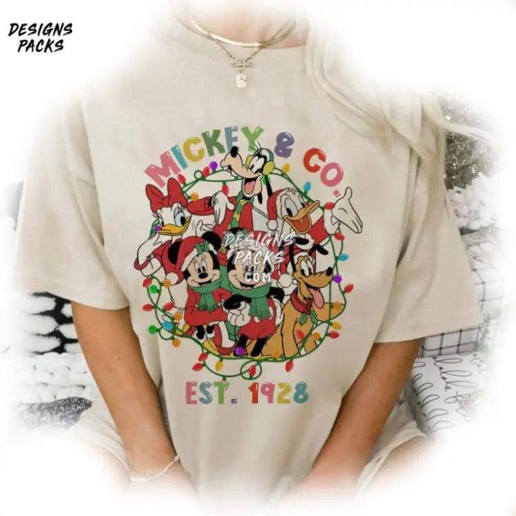 Mickey And Friends Walt Cartoon World Co Est 1928 Christmas Png Design