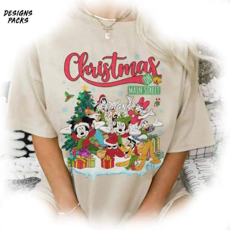 Mickey And Friends Xmas Cartoon Christmas On Main Street Land Png Design