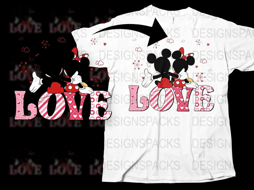 Mickey and Minnie Mouse Love Valentine's Day Png Digital Download