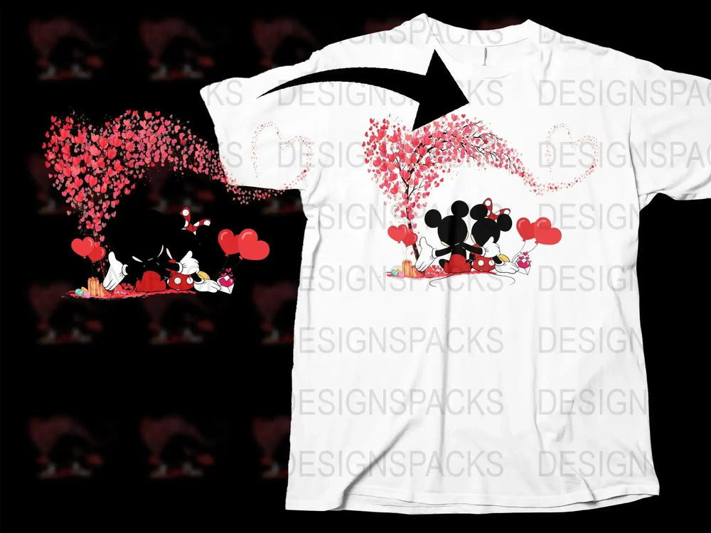 Mickey and Minnie Mouse Valentine Graphic Png Digital Download