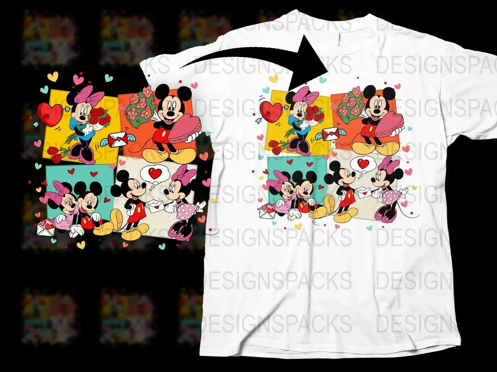 Mickey and Minnie Mouse Valentine's Day Png Digital Download