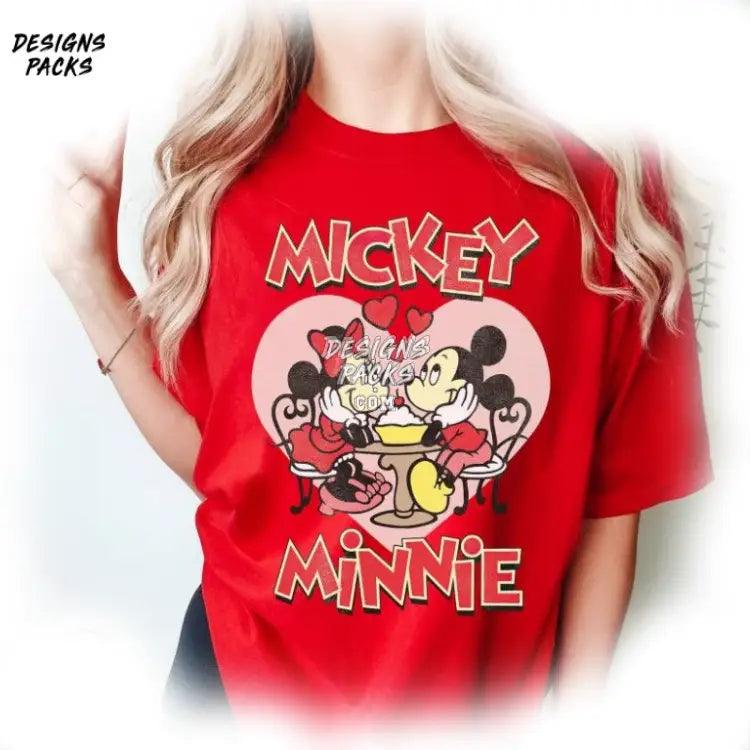 Mickey And Minnie Valentine’s Day Couple & Hearts Png Design