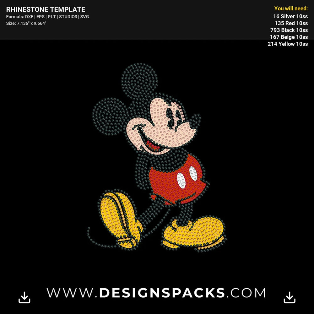 Mickey Complete Silhouette Htv Rhinestone Digital Template