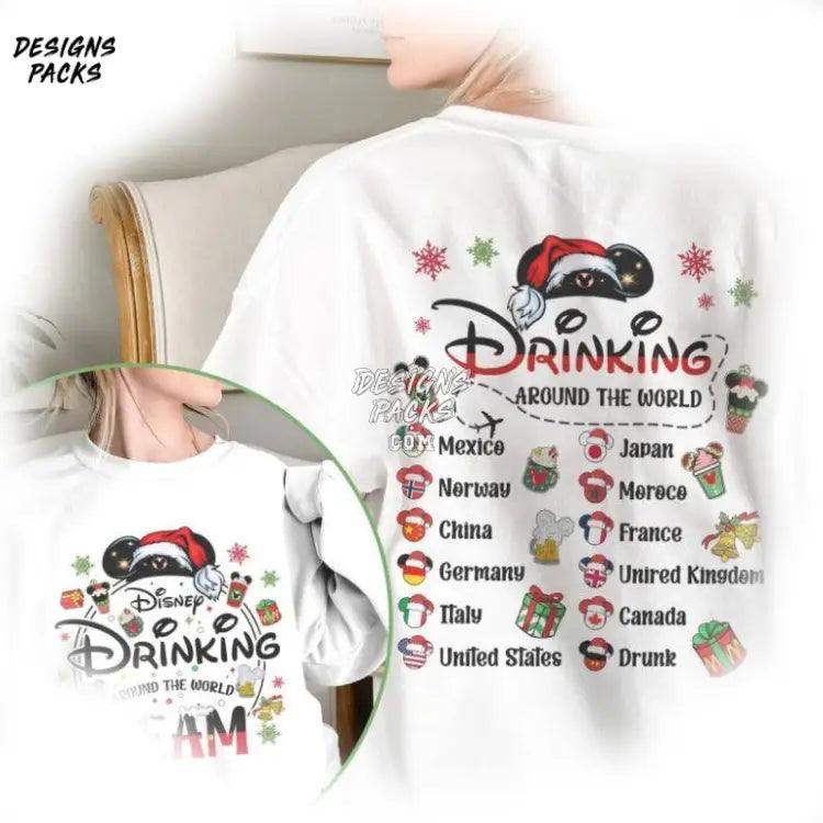 Mickey Ears Christmas Cartoon Land Two - Sided Drinking Around The World Png Design