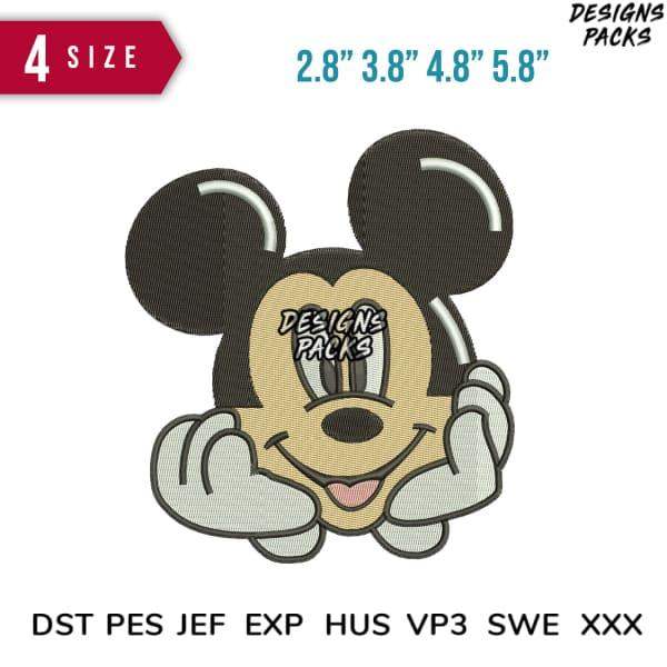 Mickey Mouse embroidery design in 4 sizes, print-ready formats for DTG, DTF, and tumbler wraps