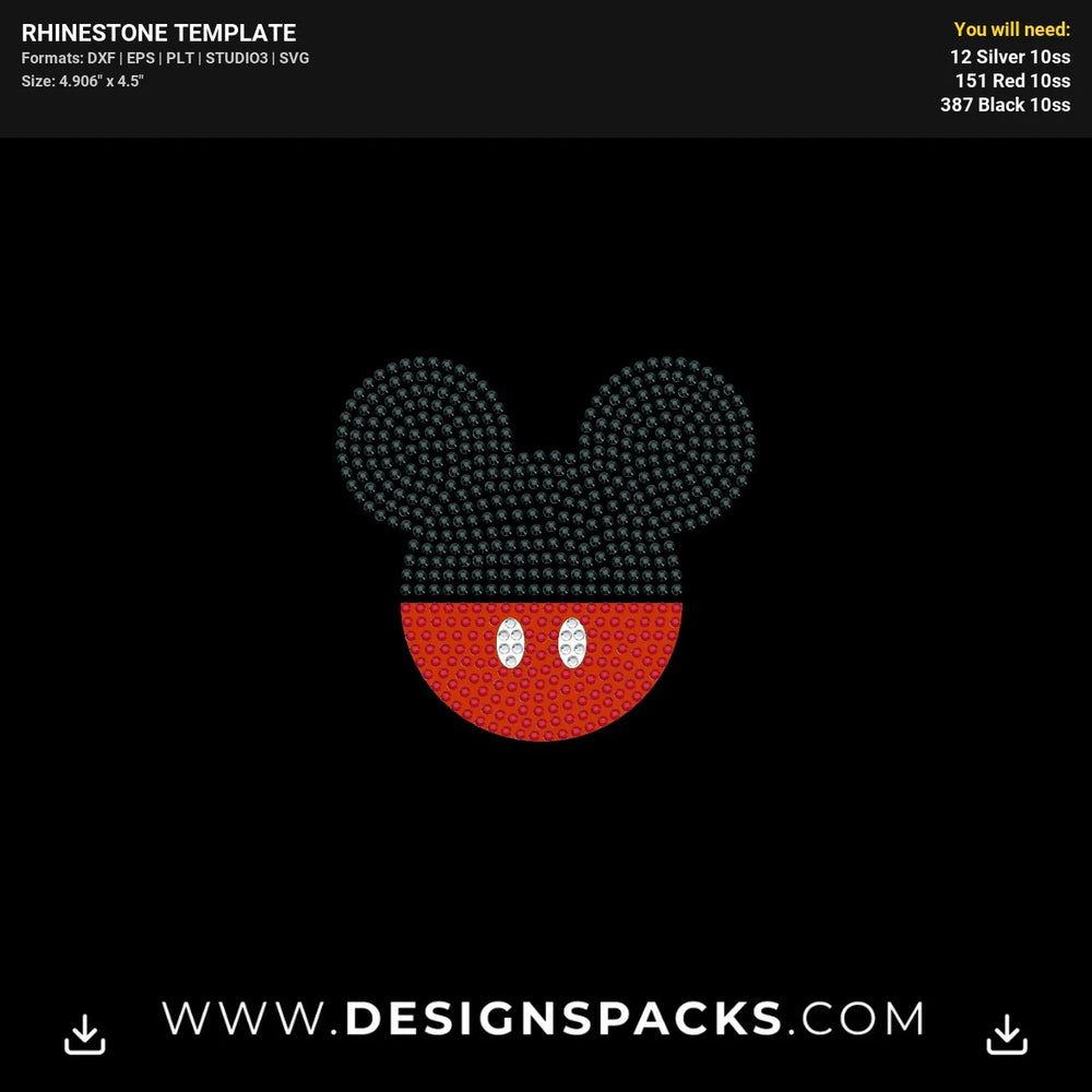 Mickey Face Htv Rhinestone Digital Template