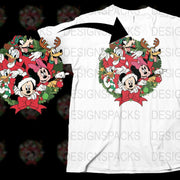 Disney Christmas T-Shirt, Mickey Minnie Holiday Wreath Graphic Tee, Festive Family Matching Shirts