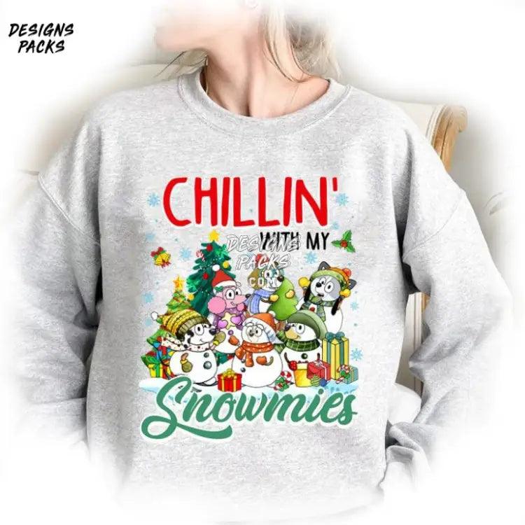 Mickey & Friends Christmas Party Cartoon Land Family Chillin With My Snowmies Png Design