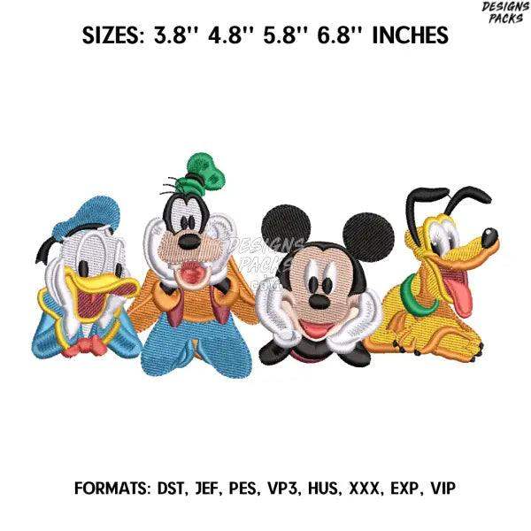 Mickey Friends Embroidery Design File, Mickey Embroidery Design,.