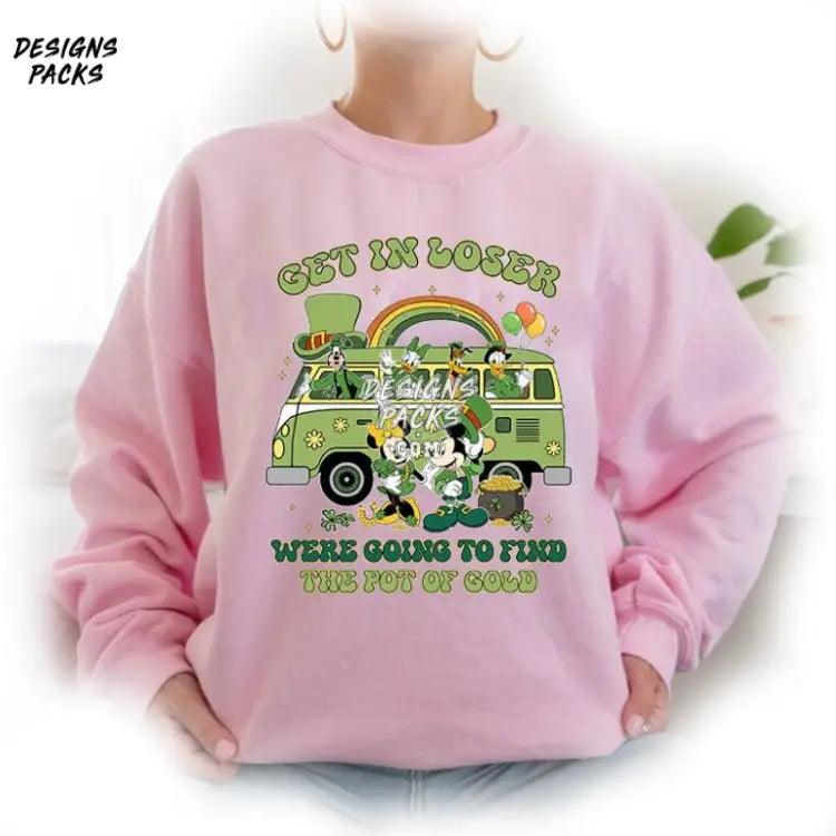 Mickey & Friends Shamrock Irish Lucky S Cartoon Vintage Get In Loser St Patricks Day Png Design