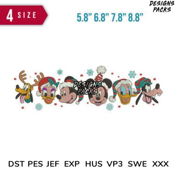 Christmas Disney characters embroidery design bundle in 4 sizes, PES DST JEF formats for instant download