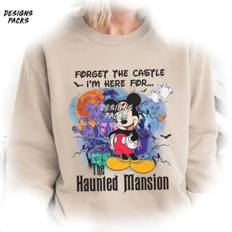 Mickey Halloween Hitchhiking Ghosts Leota Cartoon Haunted Mansion Png Design