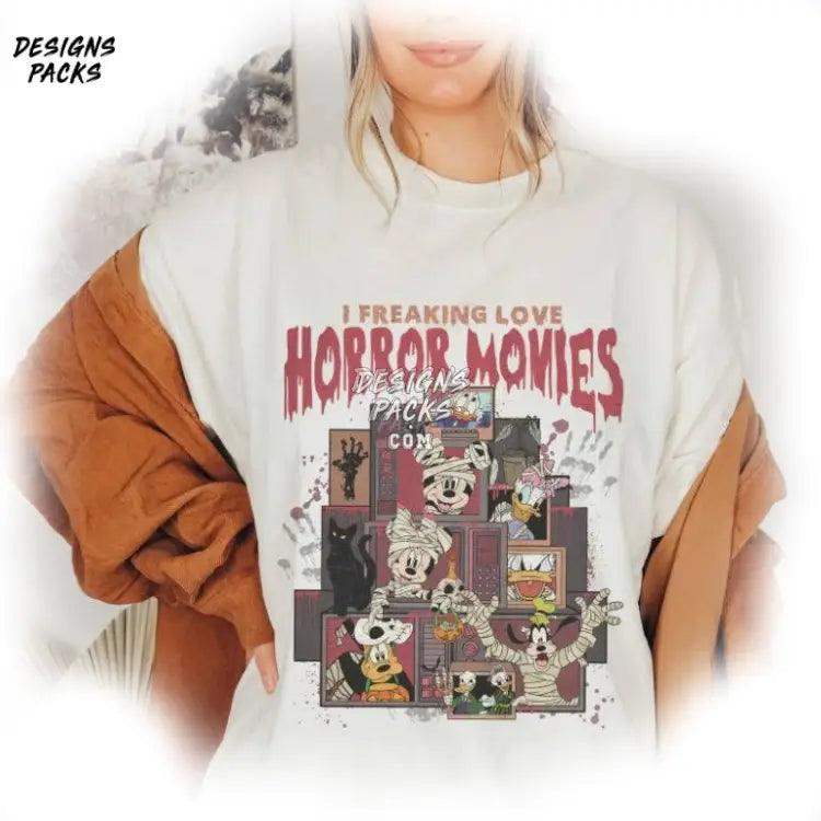 Mickey Halloween Retro I Freaking Love Horror Movies Cartoon And Friends Png Design