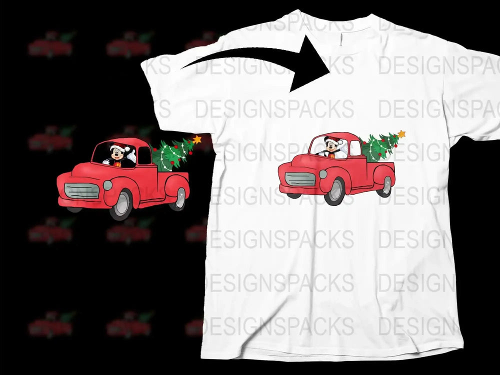 Vintage Truck T-Shirt, Christmas Dog Design, Holiday Tee, Festive Winter Apparel, Unisex Gift Idea