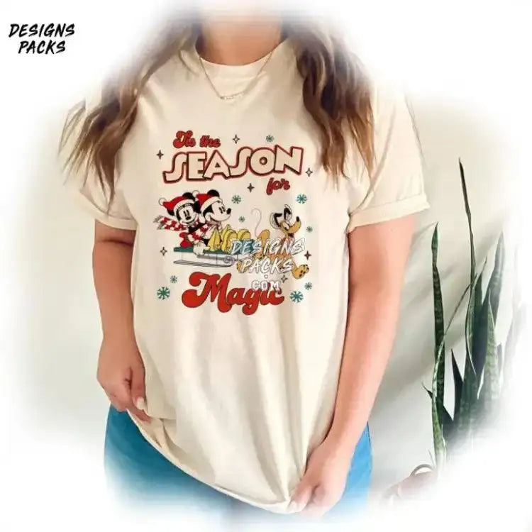 Mickey Minnie And Pluto Christmas Cartoon Tis The Season For Magic Png Design