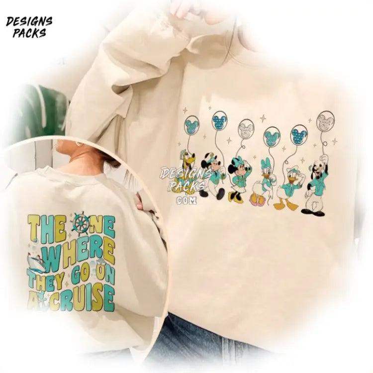 Mickey Minnie Balloons Cruise Trip Two - Sided Cartoon And Friends Line 25Th Silver Anniversary At