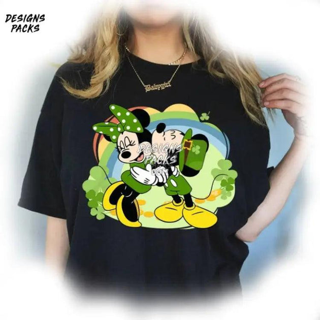 Mickey Minnie Irish Four Leaf Clover Cartoon Mickey And Minnie Happy S