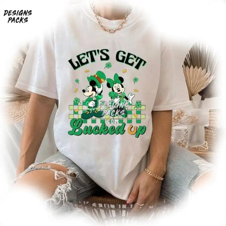 Mickey Minnie Let’s Get Lucked Up Cartoon And St Patrick Day Png Design