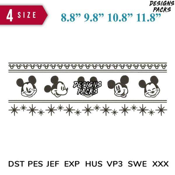 Mickey Mouse embroidery design bundle with 4 sizes, print-ready formats for DTG and DTF
