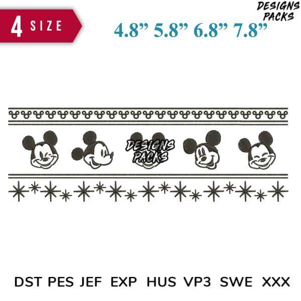 Mickey Mouse embroidery design bundle with 4 sizes, compatible with DST PES JEF formats for instant download