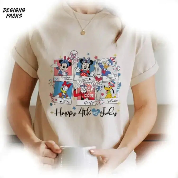 Mickey Mouse American Est 1776 Patriotic Independence Day Cartoon And Friends 4Th Of July Png Design