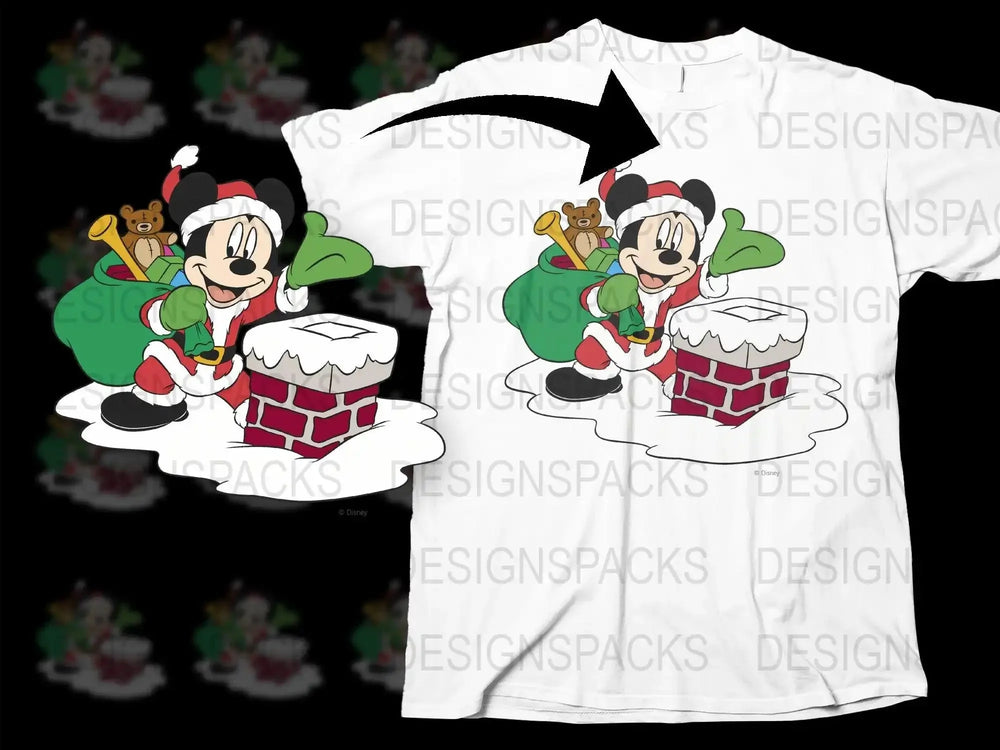 Mickey Mouse Christmas Chimney Santa Claus Png Digital Download