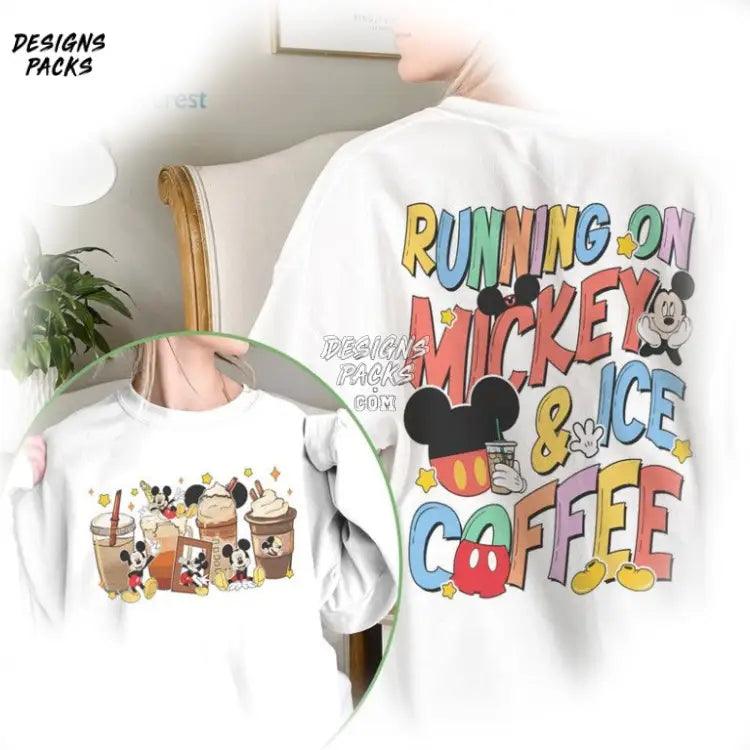 Mickey Mouse Coffee Lovers Cartoon Land Trip S Running On And Iced Png Design