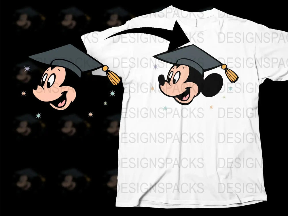 Graduation Mickey Mouse T-Shirt, Classic Cartoon Character Graphic Tee, Disney Inspired Apparel for Graduates