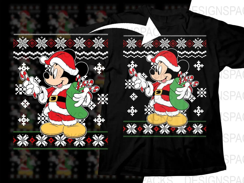 Mickey Mouse Santa Christmas Design Png Digital Download