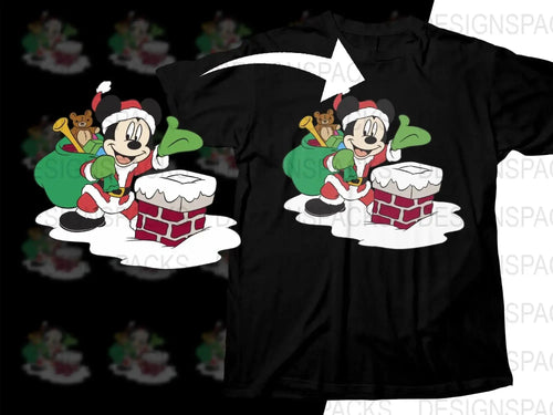 Mickey Mouse Santa with Chimney Christmas Png Digital Download