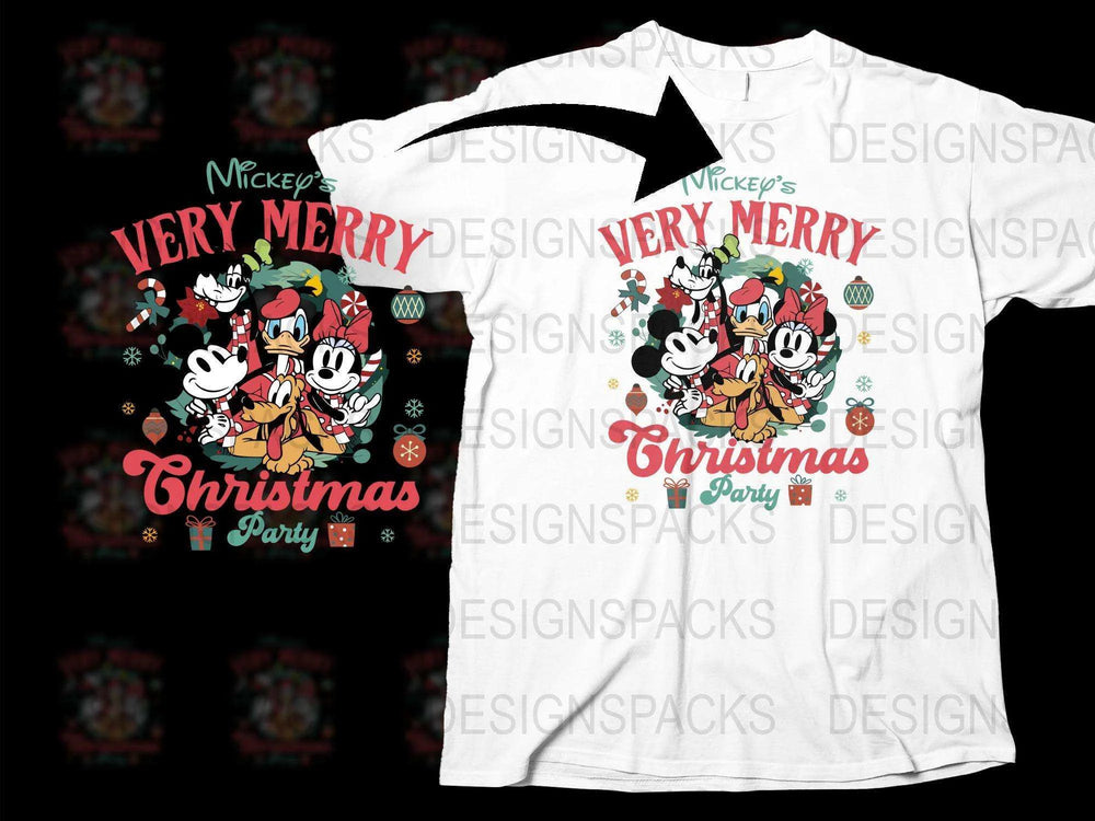 Mickey's Merry Christmas Party T-Shirt, Disney Holiday Tee, Festive Family Matching Shirts
