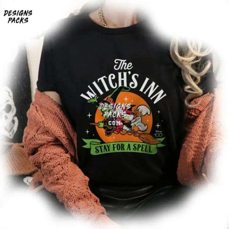 Mickey Not So Scary Halloween Witch Cartoon Huey Dewey Louie Png Design