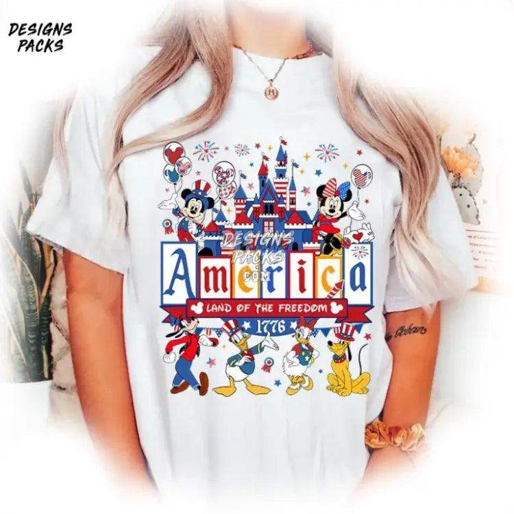 Mickey Patriotic American Freedom Independence Day Design 4Th Of July Cartoon & Friends America Png