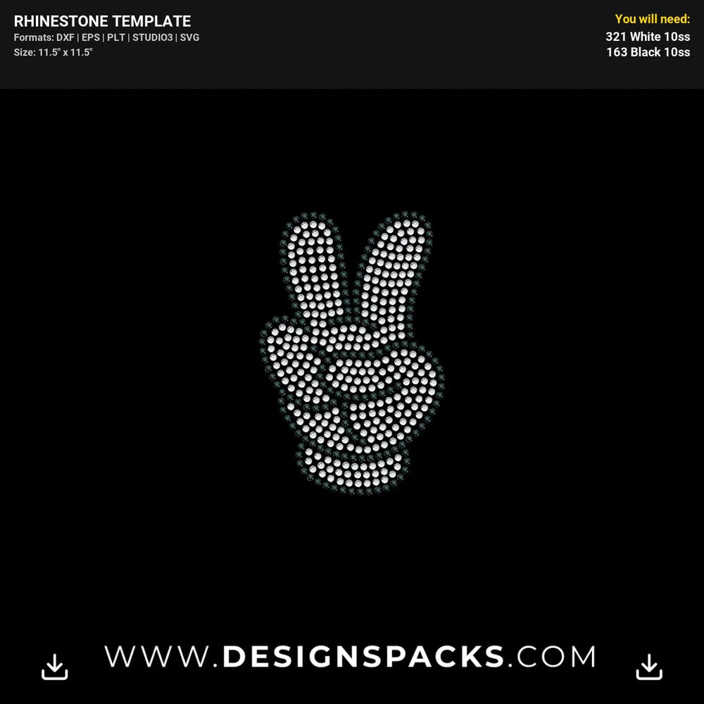 Mickey Peace Hand Rhinestone Digital Template