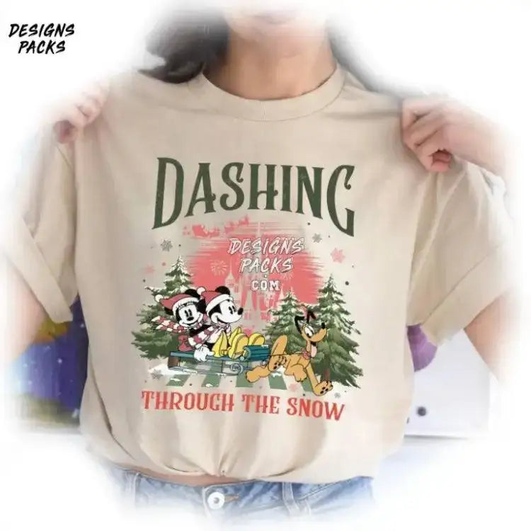 Mickey’s Very Merry Christmas Party Cartoon Vintage Mickey Minnie Dashing Through The Snow Png