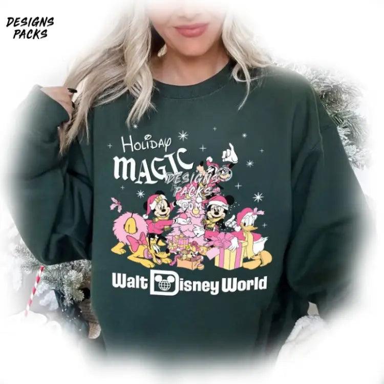 Mickey’s Very Merry Xmas Party Holiday Magic Cartoon Mickey Pink Christmas Png Design