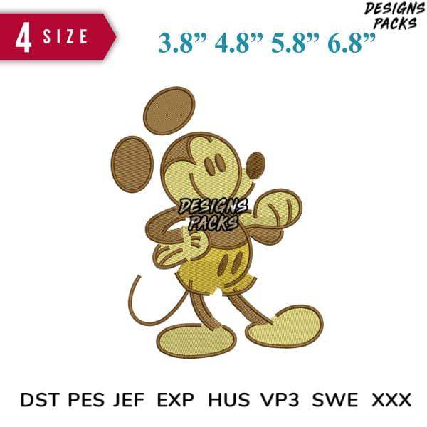 Mickey Mouse embroidery design in 4 sizes, DST PES JEF formats for instant download