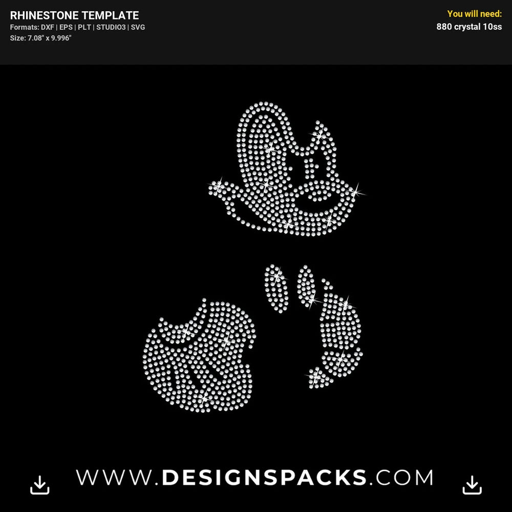 Mickey Silhouette1 Updated Rhinestone Digital Template